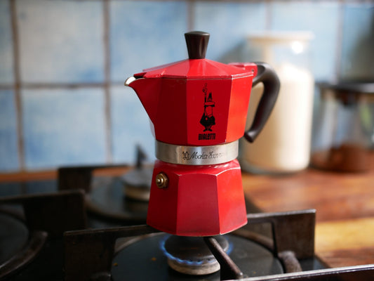 photo of red bialetti moke pot